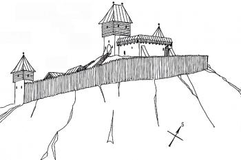 Újezd - hypotetická podoba hrádku z jeho vrcholné fáze (© Karel Světlík, 06/2010)