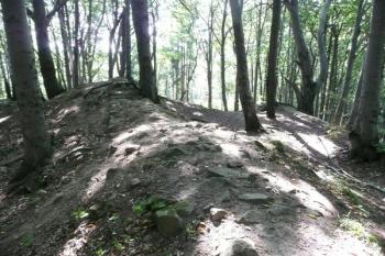 část obvodové plášťové zdi v čele hradu ( © Jan P. Štěpánek 09/2008)