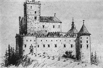 pohled od západu v 19. st. ( © kresba Wiktor Myszkowski, 1887)