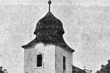 pohled od severovýchodu na počátku 20. století (© Antonín Podlaha: Posvátná místa království Českého; Díl 1. Vikariáty: Českobrodský, Černokostelecký, Mnichovický a Prosecký, Dědictví sv. Jana Nepomuckého, Praha 1907)
