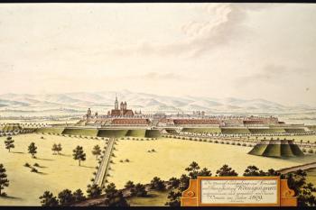 Hradec Králove na vedutě I.A.Venuta z roku 1809 (© Ing. Karel Kubín, 09/2017)