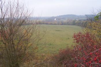 Staré Hradisko - Západní plocha hradiska, v pozadí budova lyžařského vleku. (© Ivo Rozehnal, 10/2008)