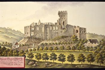Hrad na obr. I.A.Venuta z r. 1821 (© Ing. Karel Kubín, 09/2017)