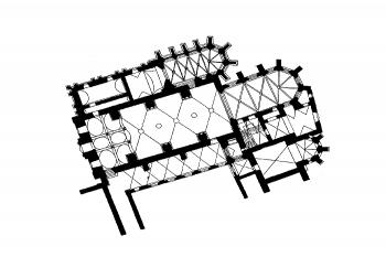 půdorys klášterního kostela (© Súpis pamiatok na Slovensku; zv. 1. A - J, Obzor, Bratislava 1967)
