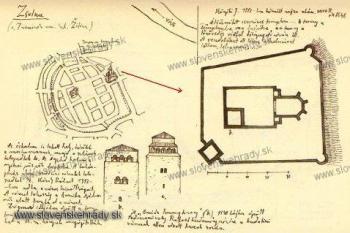 Žilinský hrad - v roku 1882 (© http://www.slovenskehrady.sk)