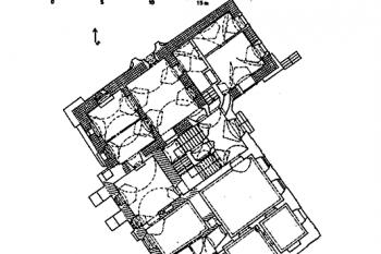 půdorys přízemí zámku ( © P. Veselý, J. Veselý (in J. Úlovec: Ohrožené hrady, zámky a tvrze Čech, 2. díl [N-Ž], Libri, Praha 2005))