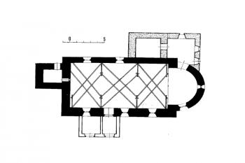 půdorys kostela ( © kol.: Umělecké památky Čech, část 2. [K/O], Academia, Praha 1978)