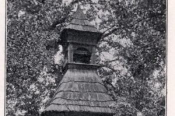 zvonice na počátku 20. století (Soupis památek, 20. Politický okres slanský (1904), str. 57)