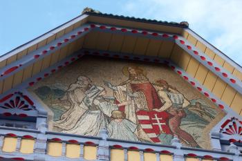 sv. Štěpán, uherský král, žehná slovenské rodině - mozaika podle návrhu Mikoláše Alše ( © Milan Caha 06/2008)