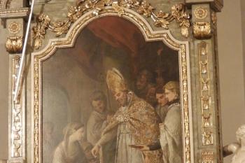 Detail obrazu sv. Gotharda na hlavním oltáři (© Johannes Cladis, 06/2016)