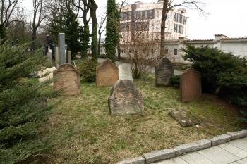 náhrobky barokního typu, přenesené ze zničených hřbitovů ( © Milan Caha 03/2009)