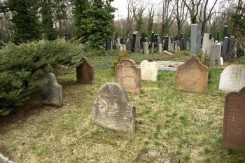 náhrobky barokního typu, přenesené ze zničených hřbitovů ( © Milan Caha 03/2009)