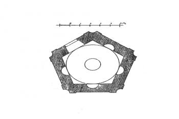 půdorys kaple ( © Karel B. Mádl: Soupis památek historických a uměleckých v Království Českém, sv. 1 Politický okres Kolínský, Archaelogická komise při České akademii císaře Františka Josefa pro vědy, slovesnost a umění, Praha 1897)