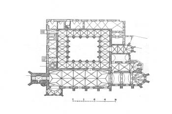 půdorys kláštera ( © kol.: Umělecké památky Čech, část 4. [T/Ž], Academia, Praha 1982)