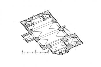 půdorys kostela (© kol.: Umělecké památky Čech, část 2. [K/O], Academia, Praha 1978)