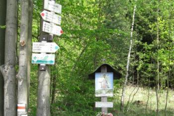 Kalvodův kříž, turistický rozcestník (© Jan Celý, 05/2009)