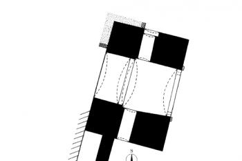 půdorys brány ( © Zdeněk Fišera: Encyklopedie městských bran v Čechách, na Moravě a ve Slezsku, Libri, Praha 2007)