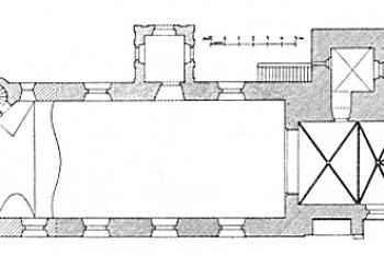 půdorys kostela (Soupis památek, ročník 35. Politický okres benešovský (1911) )