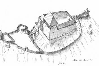 Pravděpodobná podoba hradu Zátor ( © Jan P. Štěpánek 12/2006)