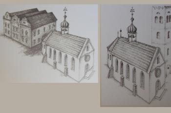 Bratrská Škola a kostel v 17tém století (© Luděk Vláčil, 01/2015)