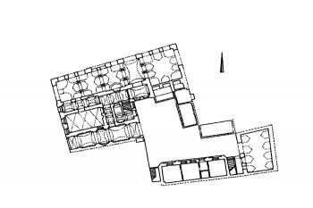 půdorys paláce ( © Pavel Vlček (in Růžena Baťková a kol.: Umělecké památky Prahy 2 - Nové Město, Vyšehrad, Vinohrady (Praha 1), Academia, Praha 1998))