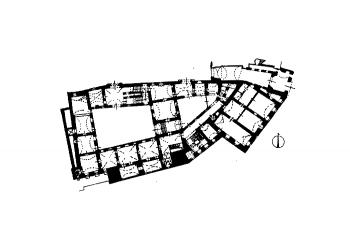 půdorys přízemí ( © archiv ÚDU AV ČR (in Pavel Vlček a kol.: Umělecké památky Prahy 4 - Pražský hrad a Hradčany, Academia, Praha 2000))