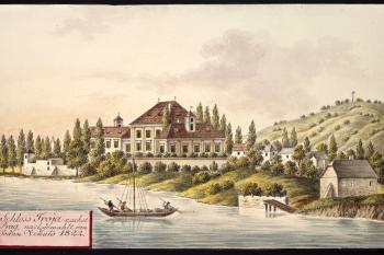 Zámek na obr. I.A.Venuta z r. 1822 (© Ing. Karel Kubín, 09/2017)