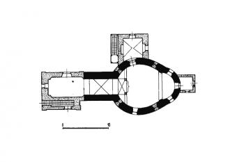 půdorys kostela ( © kol.: Umělecké památky Čech, část 3. [P/Š], Academia, Praha 1980)