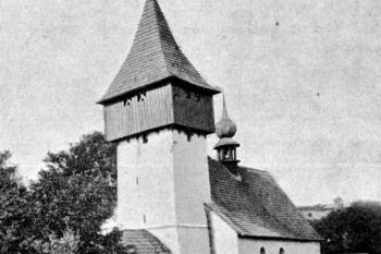 kostel od jihovýchodu před novogotickou přestavbou (© Zdeněk Wirth: Soupis památek historických a uměleckých v Království Českém, sv. 22 Politický okres poličský, Archaelogická komise při České akademii císaře Františka Josefa pro vědy, slovesnost a umění, Praha 1906)