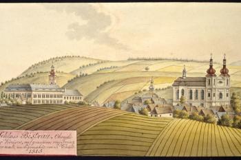Pohled na Bystré na vedutě I.A.Venuta z r. 1815 (© Ing. Karel Kubín, 09/2017)