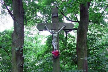 Kříž na místě bývalé tvrze (© Jiří Cukr, 08/2005)