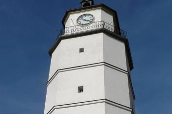 horní oktogonální patra městské věže ( © Jan P. Štěpánek 09/2009)