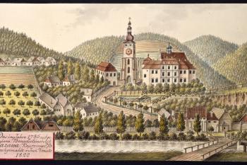 Klášter na obr. I.A.Venuta z roku 1822 (© Ing. Karel Kubín, 09/2017)