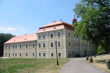 pohled na zámek od východní příjezdové cesty (© D Dohňanský, 7/2014)