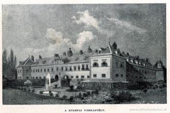 zámek na staré kresbě, před přistavěním horního patra. (© zdroj: http://www.atlaskastielov.sk)