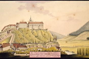 Hluboká na vedutě I.A.Venuta z roku 1809 (© Ing. Karel Kubín, 09/2017)