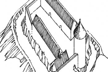 rekonstrukce podoby hradu na konci 13. století ( © P. Šimeček podle M. Plačka (in Libor Jan: Václav II. a struktury panovnické moci, Matice moravská v Brně, Brno 2006))