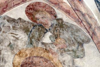 detail malby sv. Kryštofa přenášejícího Ježíška přes řeku na epištolní straně lodi ( © Pavel Zany Komárek 12.9. 2009)