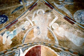 klenba presbytáře – výjev Majestas Domini v centrální (severní) kápi nad oltářem ( © Pavel Zany Komárek 4.4. 2009)
