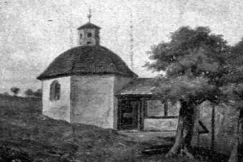 původní barokní kaple (© Antonín Podlaha: Posvátná místa království Českého; Díl 2., Vikariáty: Berounský, Bystřický a Plzeňský, Dědictví sv. Jana Nepomuckého, Praha 1908)