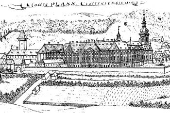 klášter před r. 1737,  ( © F. B. Werner (in Fák, Jiří, ed. 850 let plaského kláštera (1145-1995). Mariánská Týnice: Muzeum a galerie severního Plzeňska, 1995))