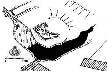 půdorys podle krokování, stav r. 1978 ( © L. Svoboda (in kol.: Encyklopedie českých tvrzí, II. díl [K-R], ARGO, Praha 2000))