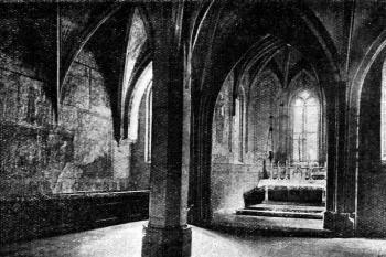 kaple sv. Barbory na počátku 20. století (© Antonín Podlaha: Posvátná místa království Českého; Díl 2., Vikariáty: Berounský, Bystřický a Plzeňský, Dědictví sv. Jana Nepomuckého, Praha 1908)