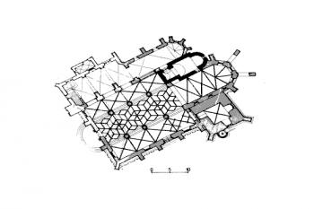 půdorys kostela ( © kol.: Umělecné památky Čech, část 1. [A/J], Academia, Praha 1977)