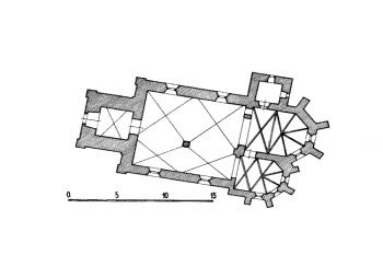půdorys kostela (© kol.: Umělecké památky Čech, část 3. [P/Š], Academia, Praha 1980)