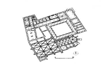 půdorys kláštera ( © B. Samek: Umělecké památky Moravy a Slezska, část 2. [J/N], Academia, Praha 1999)