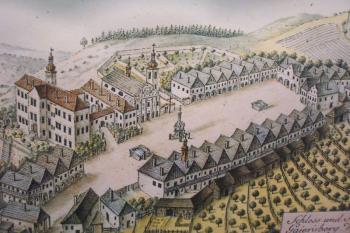 Letohrad - malba zámku a města Kyšperk na stěně Nového dvora  (© anon.)