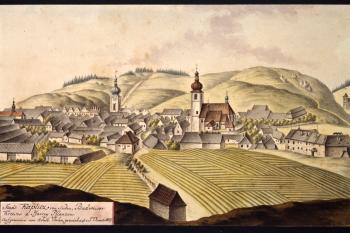 Kaplice na obr. I.A.Venuta z roku 1807 (© Ing. Karel Kubín, 09/2017)