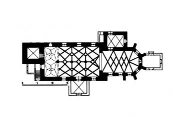 půdorys kostela ( © kol.: Umělecké památky Čech, část 2. [K/O], Academia, Praha 1978)