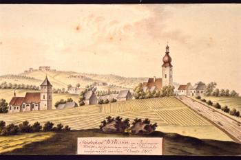 Městečko na obr. I.A.Venuta z r. 1807 (© Ing. Karel Kubín, 09/2017)
